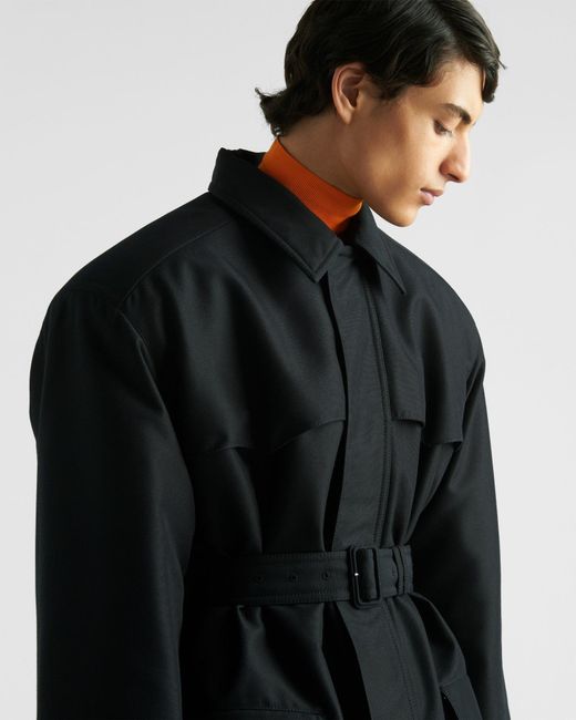 Prada Black Long Sleeved Belted Waist Jacket for men