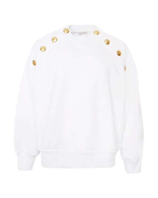 McQueen White Long-Sleeved Ribbed Sweater