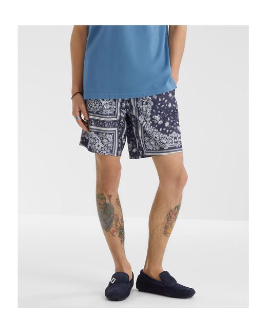 Fendi Blue Printed Nylon Shorts for men