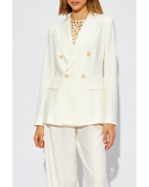 Max Mara White Sanna Double-Breasted Long-Sleeved Jacket