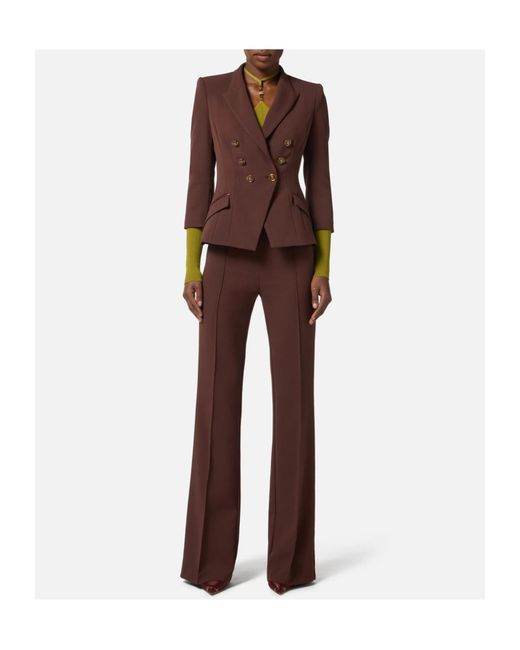 Elisabetta Franchi Brown Double-Breasted-Button Jacket