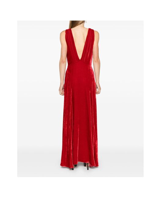P.A.R.O.S.H. Red V-Neck Sleeveless Dress