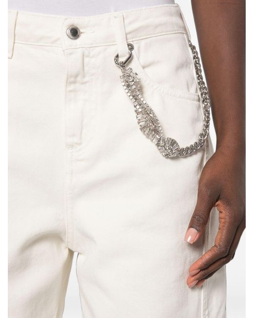 ERMANNO FIRENZE White Chain-Embellished Casual Trousers