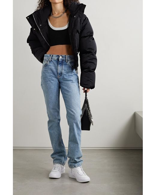 Alexander Wang Black Logo-Jacquard Trim Cropped Top