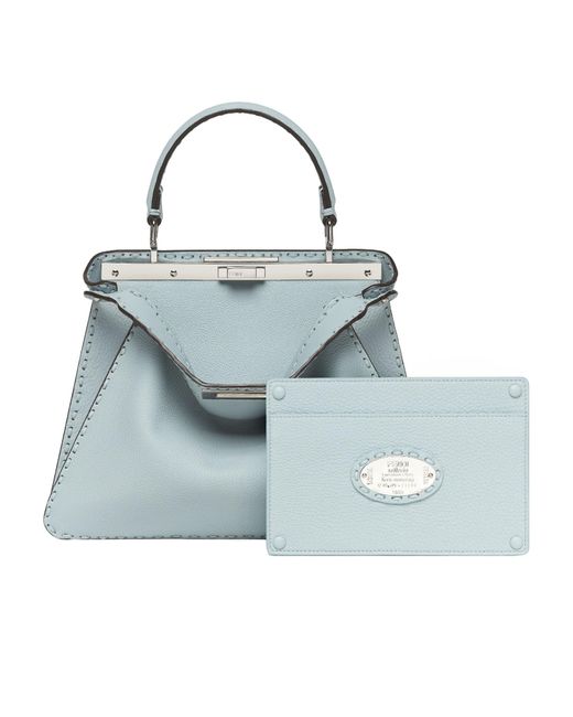 Fendi Blue Peekaboo Medium Top Handle Bag