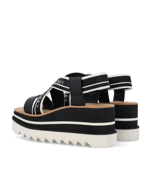Stella McCartney Black Sneak-Elyse Crossover Strap Platform Sandals