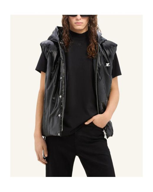Courreges Black Sleeveless Puffer Vest for men