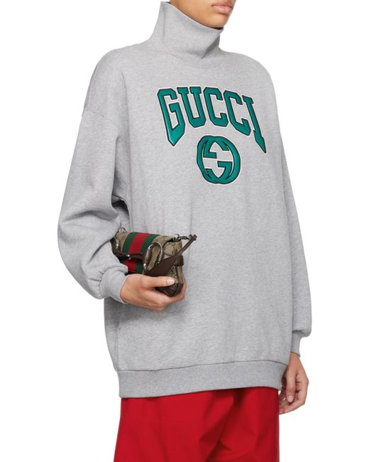 Gucci Gray Logo Embroidered Crewneck Sweatshirt