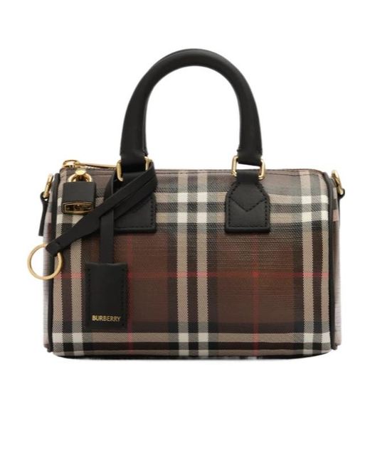 Burberry Black Mini Check Bowling Bag