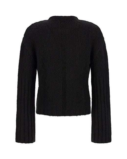 Rick Owens Black Ribbed-Knit Long-Sleeve Sweater for men