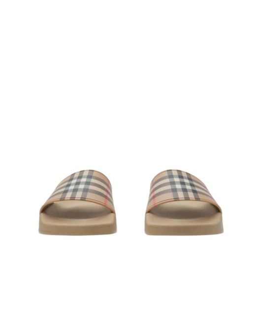Burberry Brown Check Rubber Slide Sandals