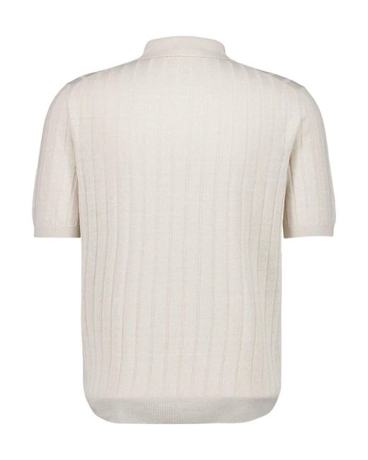 Boglioli White Button Detailed Knitted Polo Shirt for men