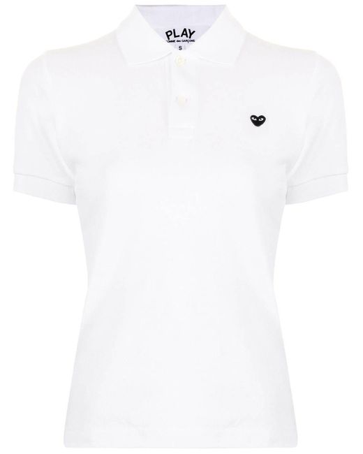 COMME DES GARÇONS PLAY White Embroidered Heart Polo Shirt