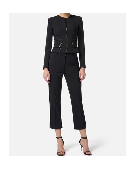Elisabetta Franchi Blue Zipped Double-Layer Crêpe Jacket