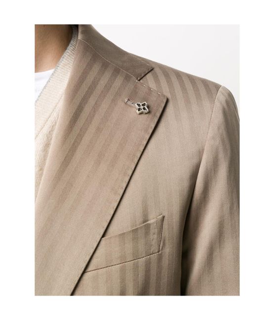 Tagliatore Natural Long-Sleeved Blazer And Trousers Set for men