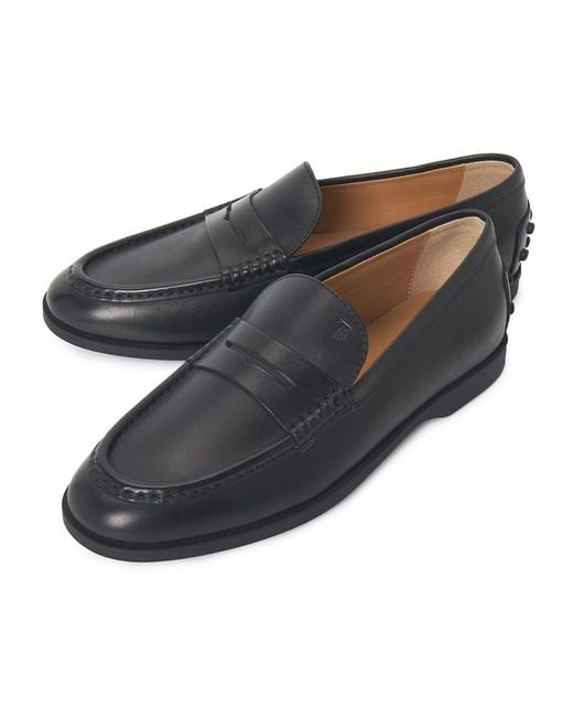 Tod's Black Penny Leather Loafers