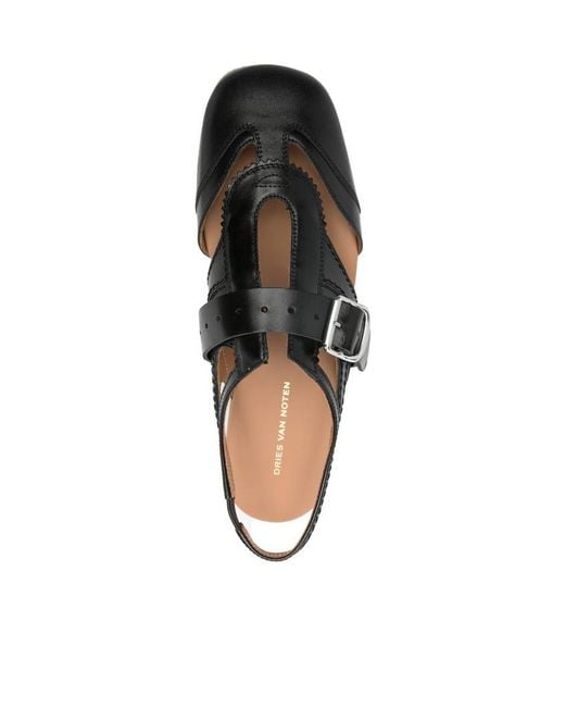Dries Van Noten Black Open-Toe Flat Sandals for men
