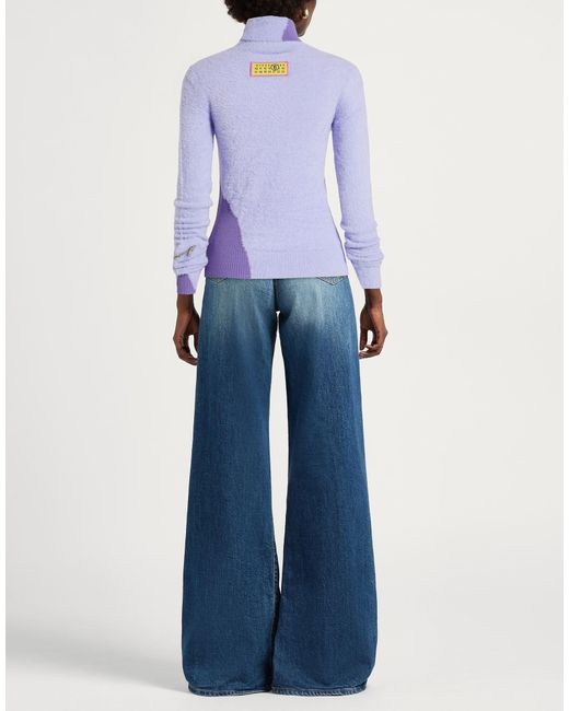 MM6 by Maison Margiela Purple Solid Color Lightweight Knit Sweater