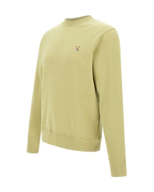 Maison Kitsuné Yellow Maison Kitsuné Fox Head Patch Crewneck Sweatshirt for men
