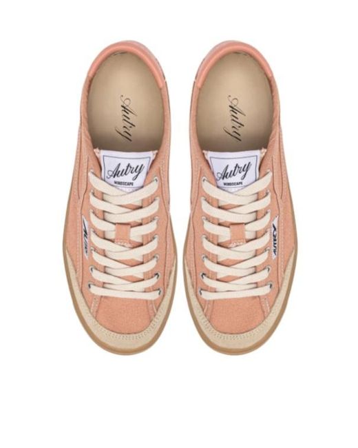 Autry Pink Canvas Low Top Sneakers