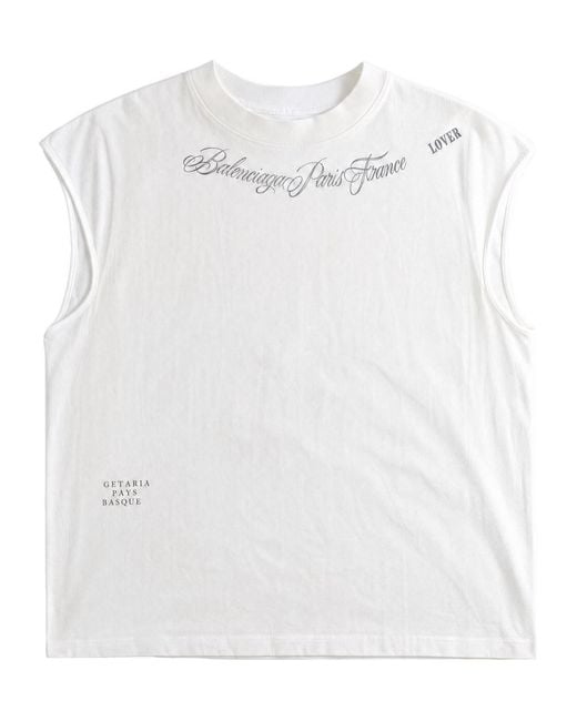 Balenciaga White Love Conquers Crewneck Tank Top for men