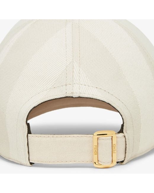 Fendi White Logo Embroidered Curved Peak Cap