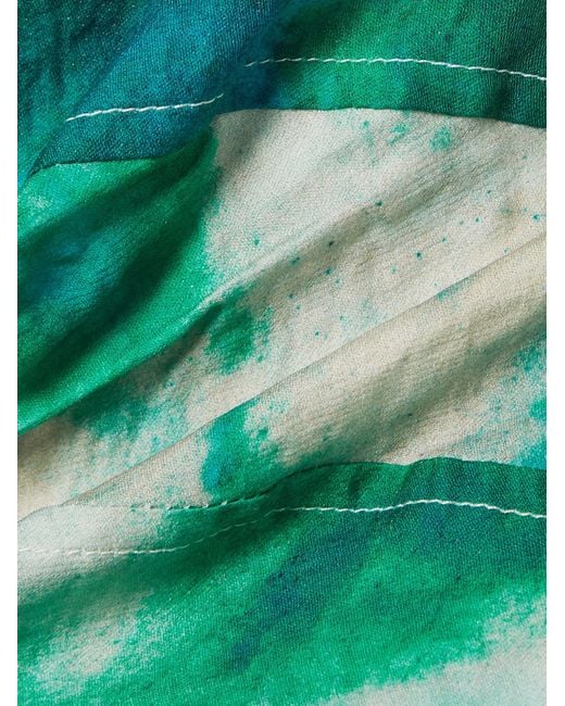 Jason Wu Green Cropped Printed Crinkled Cotton-Blend Top