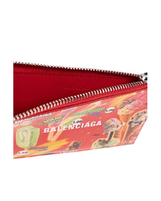 Balenciaga Red Graphic Print Card Holder for men