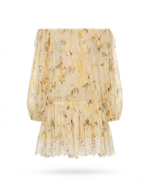 Zimmermann Natural Cascadian Tiered Printed Mini Dress