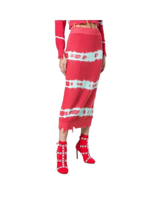 MSGM Red Logo Knitted Skirt