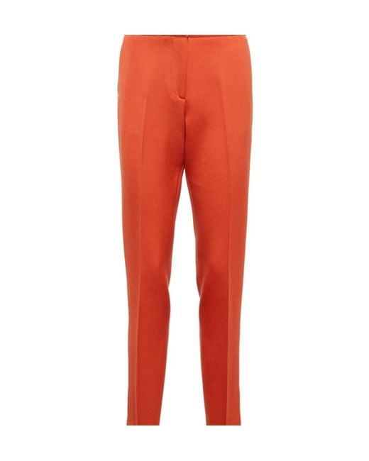 Gabriela Hearst Red Feather-Embellished Sequined Straight-Leg Trousers