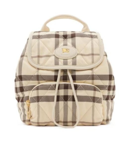 Burberry Natural Horseshoe Checked Mini Backpack