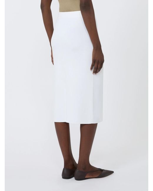 Max Mara White Slit Midi Skirt