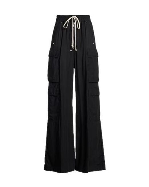 Rick Owens Black Solid Cargo Pants
