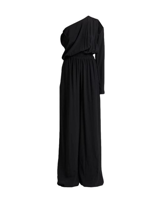 Rick Owens Black Solid Color One-Shoulder Jumpsuit