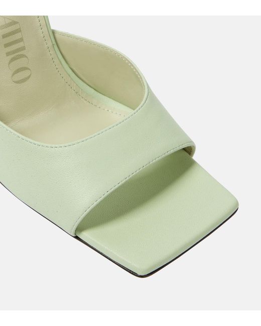 The Attico Green Cheope Leather Sandals