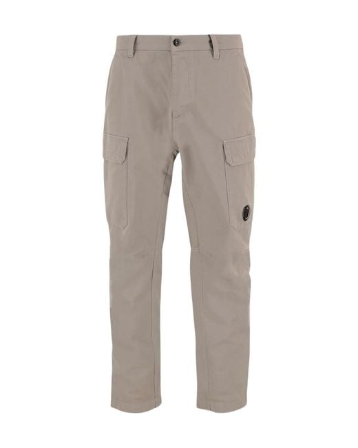 C P Company Gray Logo Plaque Trousers for men