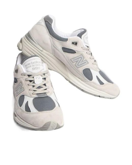 New Balance White 991 V2 Made for men
