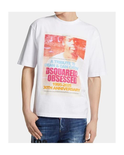 DSquared² White Logo-Printed Crewneck T-Shirt for men