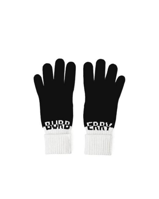Burberry Black Letter Woolen Gloves