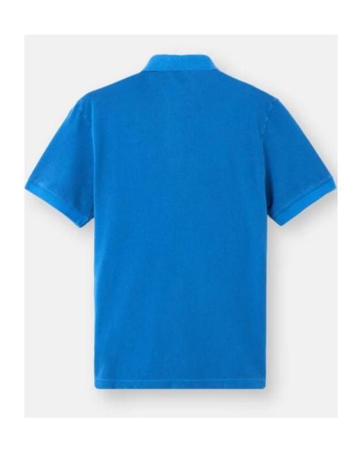 Stone Island Blue Compass-Patch Buttoned Polo Shirt for men