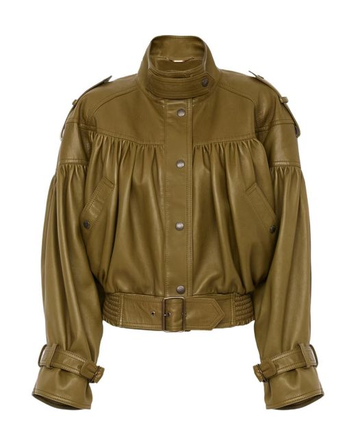 Chloé Green Chloé Gathered Belted Jacket