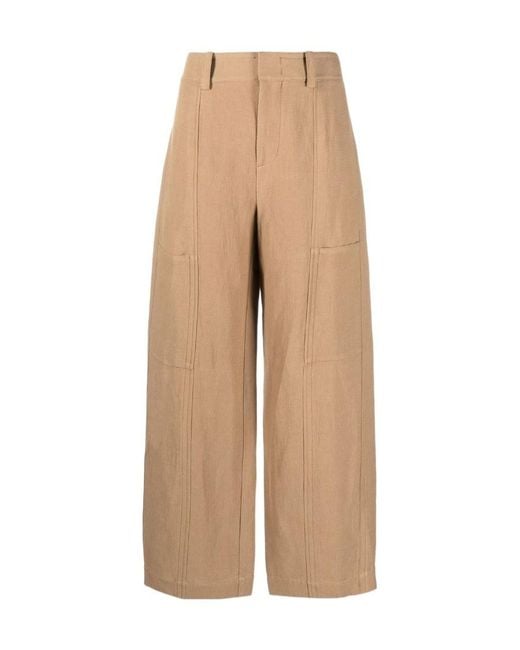 Vince Natural One Tone-Patch Wide-Leg Trousers