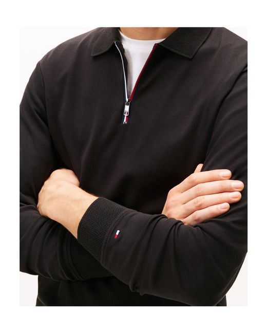 Tommy Hilfiger Black Long Sleeve Polo Shirt for men