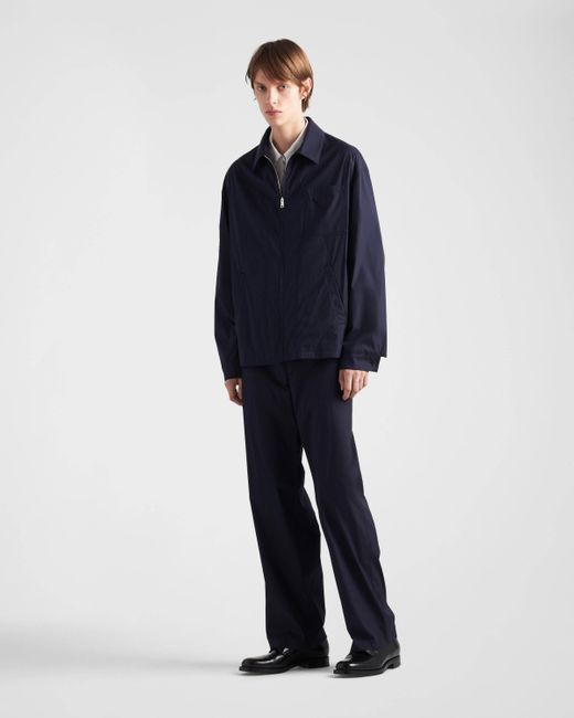 Prada Blue Stretch Poplin Pants for men