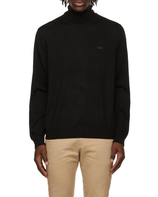 Lacoste Black Logo High-Neck Knitted Pullover for men
