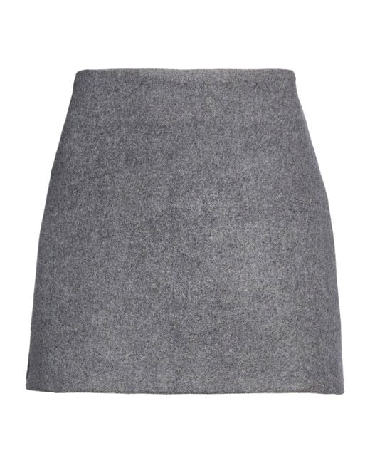 Sportmax Gray Solid-Color Wool A-Line Skirt