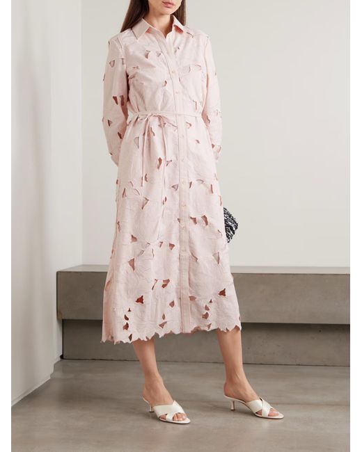 Erdem Pink Openwork Embroidered Dress
