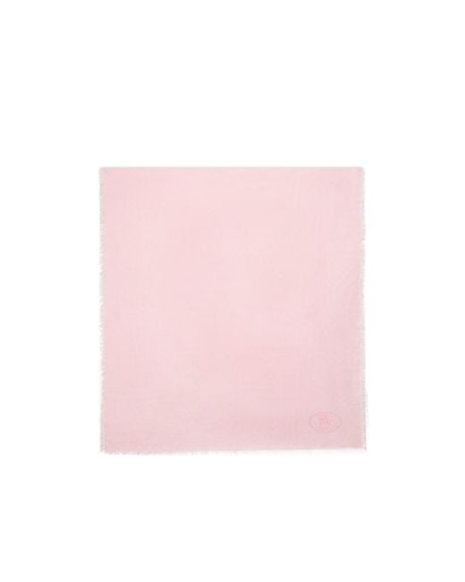 Burberry Pink Wide Check Wool Silk Scarf