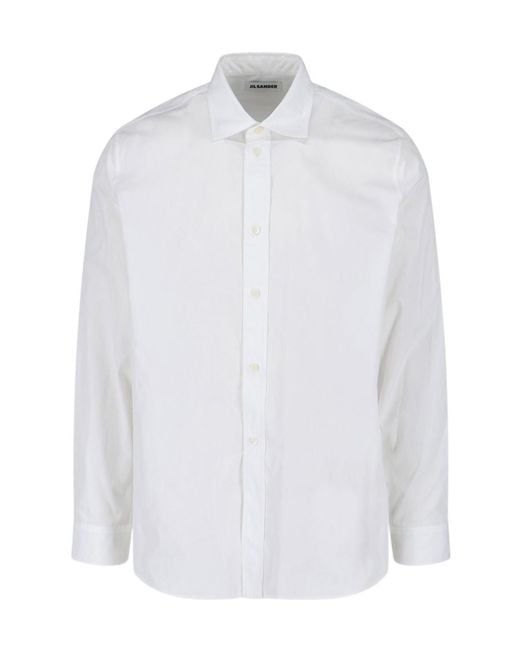 Jil Sander White Button-Up Long-Sleeved Shirt for men